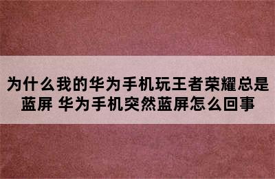 为什么我的华为手机玩王者荣耀总是蓝屏 华为手机突然蓝屏怎么回事